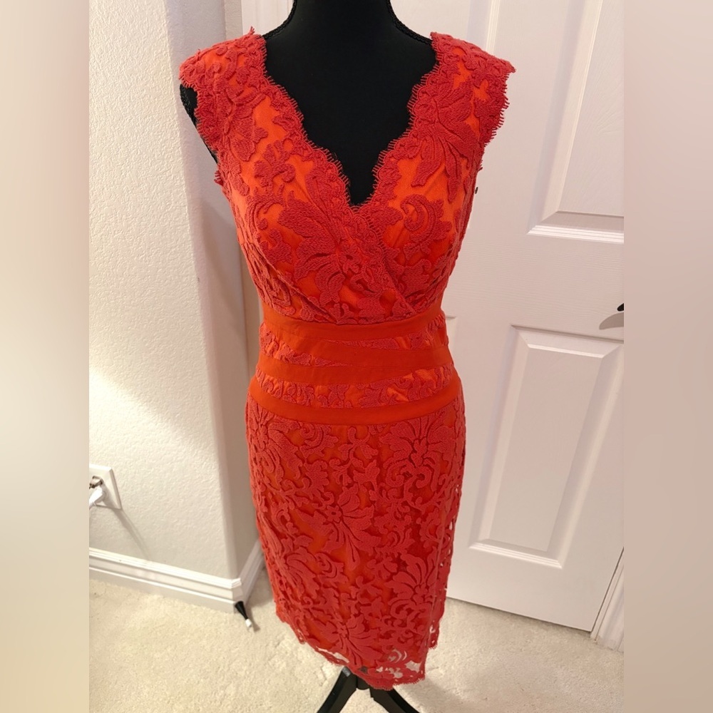 Tadashi Shoji Vibrant Lace Cocktail Midi Dress